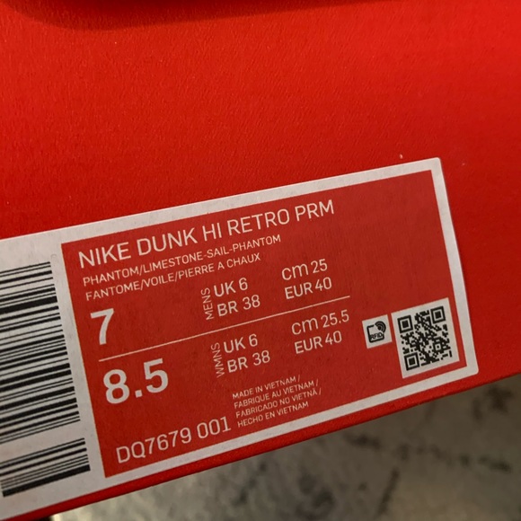 Nike Dunk High Retro PRM Phantom / Limestone / Sail size 7 NWT and box - Picture 7 of 9